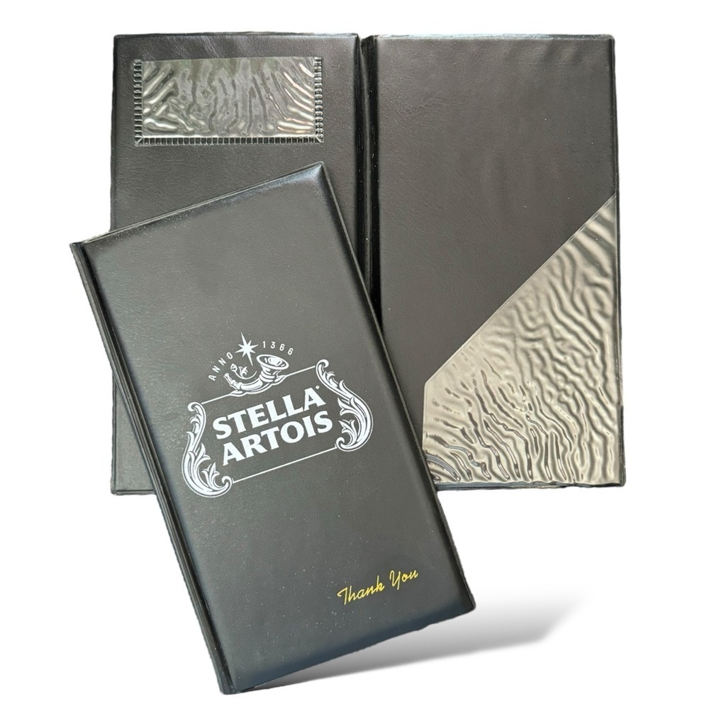 Stella Artois Black Faux Leather Menu Cover Check Presenter